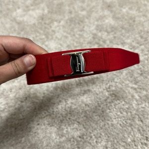Red ferragamo headband EUC with silver hardware